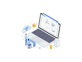 Online Tax Isometric Flat Illustration. Suitable for Mobile App, Website, Banner, Diagrams, Infographics, and Other Graphic Assets. vector