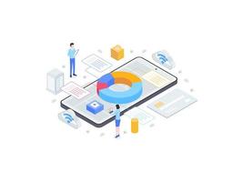 Accounting Management Isometric Flat Illustration. Suitable for Mobile App, Website, Banner, Diagrams, Infographics, and Other Graphic Assets. vector