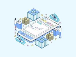 Bitcoin Isometric  Illustration Lineal Color. Suitable for Mobile App, Website, Banner, Diagrams, Infographics, and Other Graphic Assets. vector