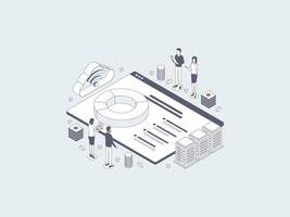 Accounting Seminar Isometric  Illustration Lineal Gray. Suitable for Mobile App, Website, Banner, Diagrams, Infographics, and Other Graphic Assets. vector