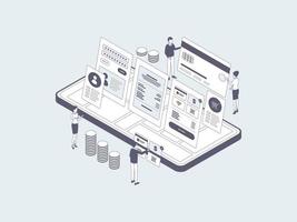 Detail Mobile Payment Isometric Illustration Lineal Grey. Suitable for Mobile App, Website, Banner, Diagrams, Infographics, and Other Graphic Assets. vector