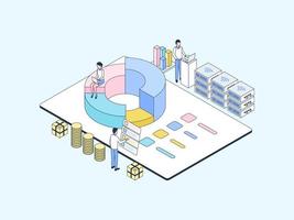 Business Analytic Isometric Illustration Lineal Color. Suitable for Mobile App, Website, Banner, Diagrams, Infographics, and Other Graphic Assets. vector