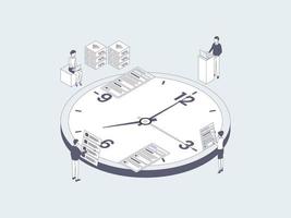 Business Time Management Isometric Illustration Lineal Grey. Suitable for Mobile App, Website, Banner, Diagrams, Infographics, and Other Graphic Assets. vector