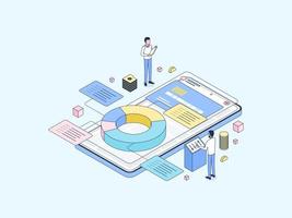 Financial Planning Isometric Illustration Lineal Color. Suitable for Mobile App, Website, Banner, Diagrams, Infographics, and Other Graphic Assets. vector