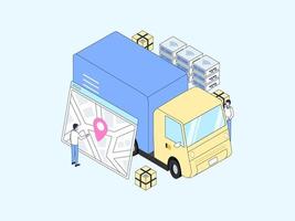 Package Sent Tracking Isometric Illustration Lineal Color. Suitable for Mobile App, Website, Banner, Diagrams, Infographics, and Other Graphic Assets. vector