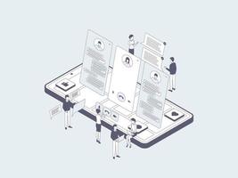 Customer Service Isometric Illustration Lineal Grey. Suitable for Mobile App, Website, Banner, Diagrams, Infographics, and Other Graphic Assets. vector