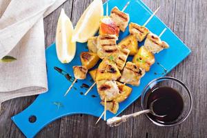 Grilled pork kabobs with peaches photo