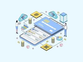 E-Wallet Isometric Illustration Lineal Color. Suitable for Mobile App, Website, Banner, Diagrams, Infographics, and Other Graphic Assets. vector