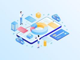 Accounting Management Isometric Light Gradient Illustration. Suitable for Mobile App, Website, Banner, Diagrams, Infographics, and Other Graphic Assets. vector