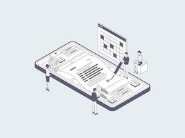 Business Contract Isometric Illustration Lineal Grey. Suitable for Mobile App, Website, Banner, Diagrams, Infographics, and Other Graphic Assets. vector