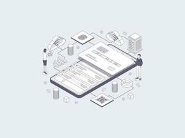 E-Wallet Isometric Illustration Lineal Gray. Suitable for Mobile App, Website, Banner, Diagrams, Infographics, and Other Graphic Assets. vector