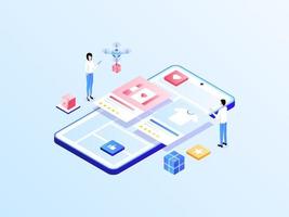 E-Commerce Rating Isometric Illustration Light Gradient. Suitable for Mobile App, Website, Banner, Diagrams, Infographics, and Other Graphic Assets. vector