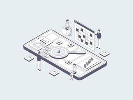 Research and Development Isometric Illustration Lineal Grey. Suitable for Mobile App, Website, Banner, Diagrams, Infographics, and Other Graphic Assets. vector