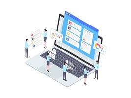 Key Performance Indicator Isometric Illustration. Suitable for Mobile App, Website, Banner, Diagrams, Infographics, and Other Graphic Assets. vector