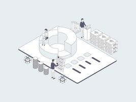 Business Analytic Isometric Illustration Lineal Grey. Suitable for Mobile App, Website, Banner, Diagrams, Infographics, and Other Graphic Assets. vector