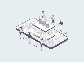 Business Funding Isometric Illustration Lineal Grey. Suitable for Mobile App, Website, Banner, Diagrams, Infographics, and Other Graphic Assets. vector