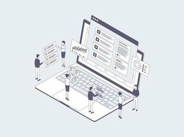 Key Performance Indicator Isometric Illustration Lineal Grey. Suitable for Mobile App, Website, Banner, Diagrams, Infographics, and Other Graphic Assets. vector