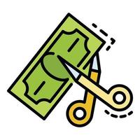 Scissors cut money icon color outline vector