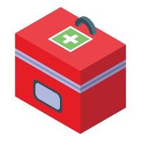 First aid kit box icon, isometric style vector