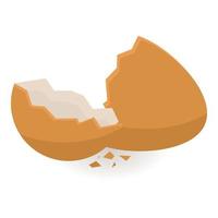 Chicken eggshell icon, isometric style vector