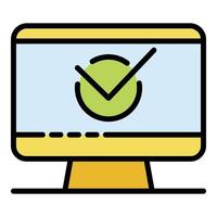 Computer check note icon color outline vector