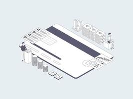 ilustración isométrica de finanzas empresariales gris lineal. adecuado para aplicaciones móviles, sitios web, pancartas, diagramas, infografías y otros activos gráficos. vector