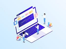 E-Commerce Analytics Isometric Illustration Light Gradient. Suitable for Mobile App, Website, Banner, Diagrams, Infographics, and Other Graphic Assets. vector