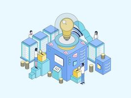 Crowdfunding Isometric Illustration Lineal Color. Suitable for Mobile App, Website, Banner, Diagrams, Infographics, and Other Graphic Assets. vector