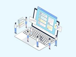 Key Performance Indicator Isometric Illustration Lineal Color. Suitable for Mobile App, Website, Banner, Diagrams, Infographics, and Other Graphic Assets. vector