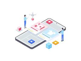E-Commerce Rating Isometric Illustration. Suitable for Mobile App, Website, Banner, Diagrams, Infographics, and Other Graphic Assets. vector
