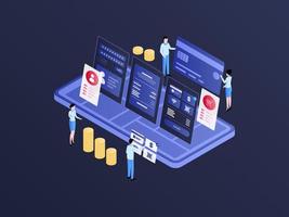 Detail Mobile Payment Isometric Illustration Dark Gradient. Suitable for Mobile App, Website, Banner, Diagrams, Infographics, and Other Graphic Assets. vector