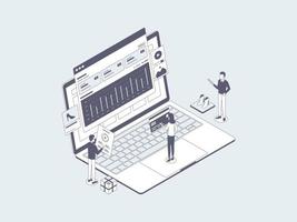 E-Commerce Ads Isometric Illustration Lineal Gray. Suitable for Mobile App, Website, Banner, Diagrams, Infographics, and Other Graphic Assets. vector