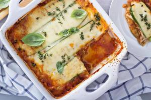 Healthy zucchini lasagna bolognese photo