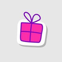 clipart de caja de regalo para pegatinas, logotipos, tarjetas, carteles, álbumes de recortes. vector en estilo dibujado a mano de dibujos animados.