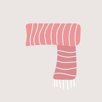 bufanda rosa aislada en un fondo gris. ilustración vectorial elemento acogedor escandinavo para impresión, textil, postal, pegatinas o proyecto de diseño vector