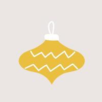 Vector hand drawn element, Christmas tree decoration, yellow toy. Simple modern design, scandinavian style. For holiday cards, decorations, templates