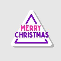 For christmas presents. Triangular white sticker Merry christmas. Purple and pink trendy color. vector