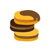 Stack of cookies Alfajor de maicena, traditional Chilean sandwich cookies filled with dulce de leche or chocolate. Isolated vector clip art