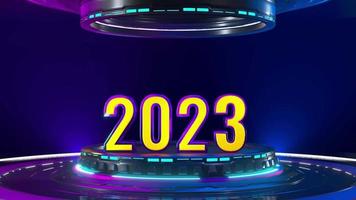 Animation of the number 2023 on the podium video