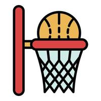 Ball in basket icon color outline vector