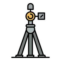 Video camera on tripod icon color outline vector