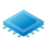 Processor chip icon, isometric style vector