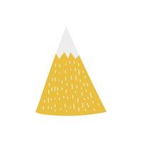 Hand drawn yellow mountain. Scandinavian style cute drawing design element for prints, cards, home decor. Simple icon vector