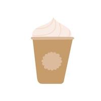 Hand drawn illustration of paper cup with ice cream or gelato or frozen yogurt in soft color. Isolated on white background. vector