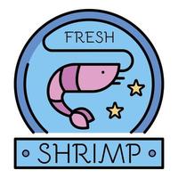 Fresh raw shrimp logo, outline style vector