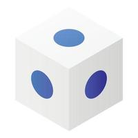 Cube with blue dots icon, isometric style vector