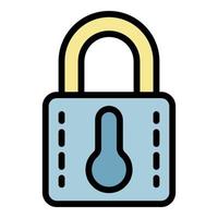 Closed smart lock icon color outline vector