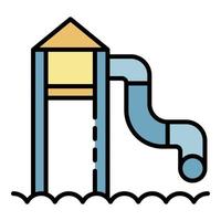 Water tower slide icon color outline vector