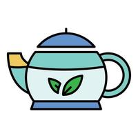 Oriental teapot icon color outline vector