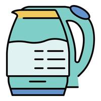 Electric glass kettle icon color outline vector